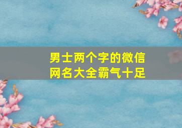 男士两个字的微信网名大全霸气十足