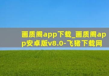 画质阁app下载_画质阁app安卓版v8.0-飞猪下载网