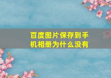 百度图片保存到手机相册为什么没有