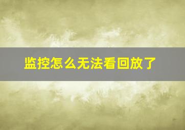 监控怎么无法看回放了