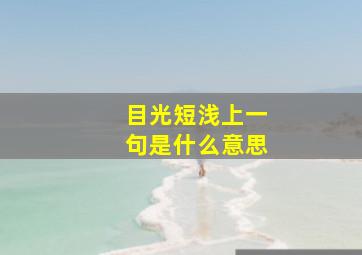 目光短浅上一句是什么意思