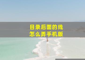 目录后面的线怎么弄手机版