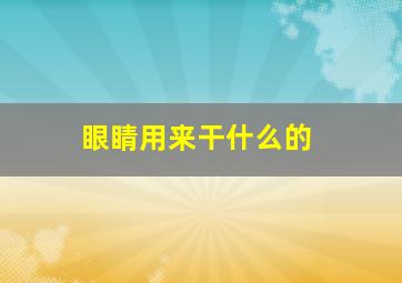 眼睛用来干什么的