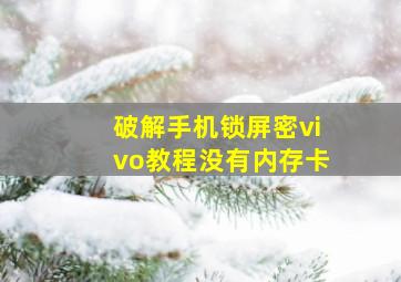 破解手机锁屏密vivo教程没有内存卡