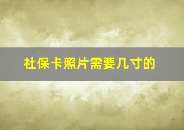 社保卡照片需要几寸的