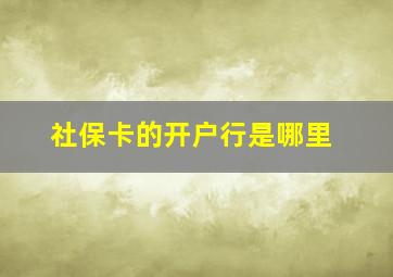 社保卡的开户行是哪里