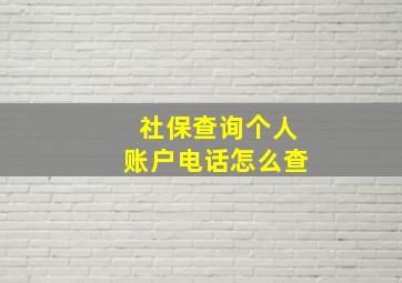 社保查询个人账户电话怎么查