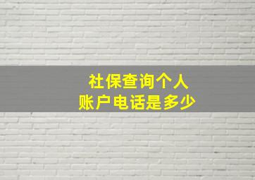 社保查询个人账户电话是多少