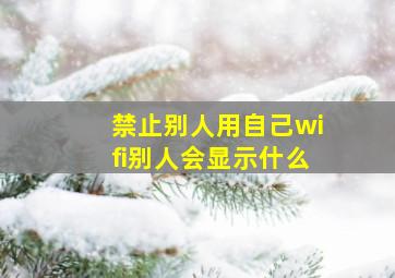 禁止别人用自己wifi别人会显示什么