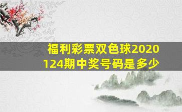 福利彩票双色球2020124期中奖号码是多少