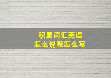 积累词汇英语怎么说呢怎么写