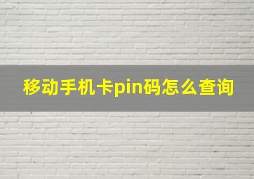 移动手机卡pin码怎么查询