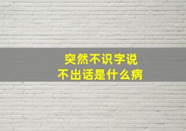 突然不识字说不出话是什么病