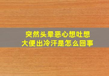 突然头晕恶心想吐想大便出冷汗是怎么回事