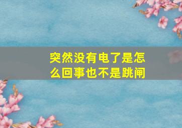 突然没有电了是怎么回事也不是跳闸