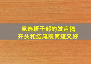 竞选班干部的发言稿开头和结尾既简短又好