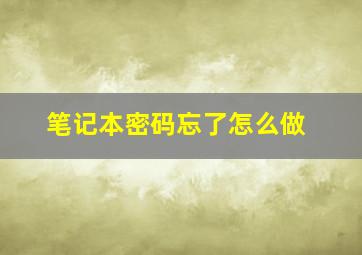 笔记本密码忘了怎么做