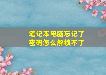 笔记本电脑忘记了密码怎么解锁不了