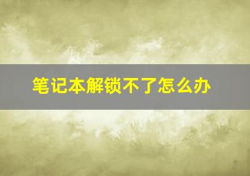 笔记本解锁不了怎么办