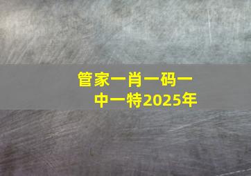 管家一肖一码一中一特2025年