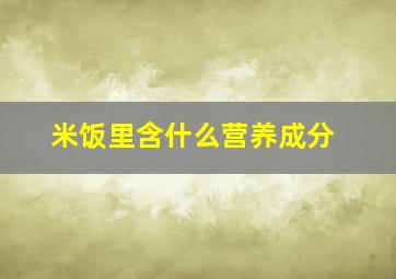 米饭里含什么营养成分