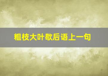 粗枝大叶歇后语上一句