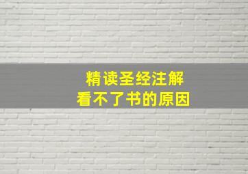 精读圣经注解看不了书的原因