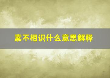 素不相识什么意思解释