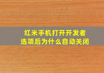 红米手机打开开发者选项后为什么自动关闭