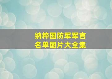 纳粹国防军军官名单图片大全集