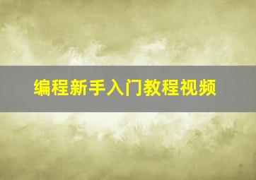 编程新手入门教程视频