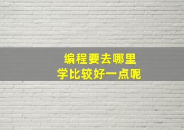 编程要去哪里学比较好一点呢