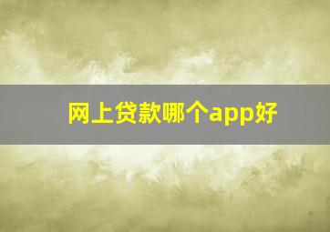 网上贷款哪个app好