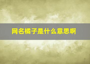 网名橘子是什么意思啊