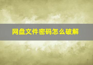 网盘文件密码怎么破解