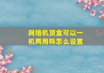 网络机顶盒可以一机两用吗怎么设置