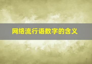 网络流行语数字的含义