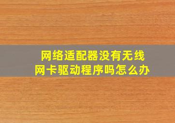 网络适配器没有无线网卡驱动程序吗怎么办