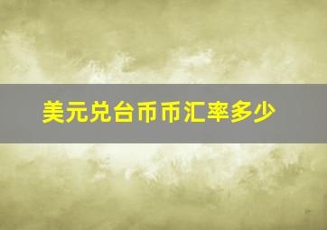 美元兑台币币汇率多少