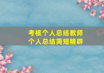 考核个人总结教师个人总结简短精辟