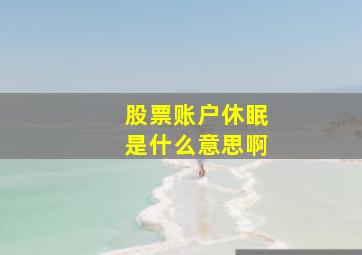 股票账户休眠是什么意思啊