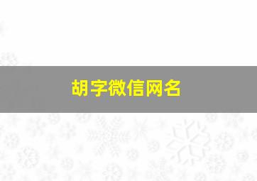 胡字微信网名