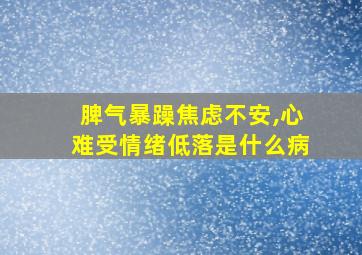 脾气暴躁焦虑不安,心难受情绪低落是什么病