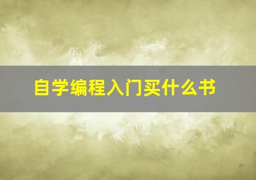 自学编程入门买什么书