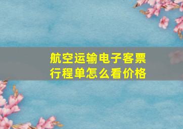 航空运输电子客票行程单怎么看价格