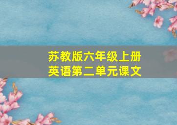 苏教版六年级上册英语第二单元课文