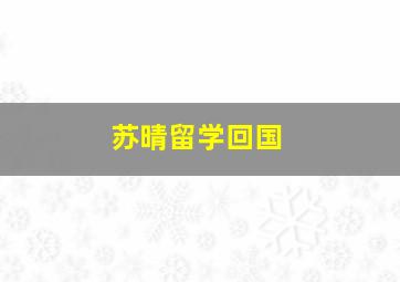 苏晴留学回国