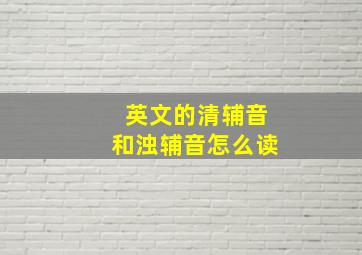 英文的清辅音和浊辅音怎么读