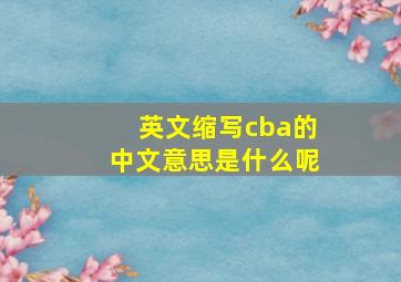 英文缩写cba的中文意思是什么呢