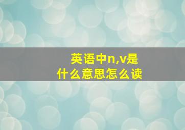 英语中n,v是什么意思怎么读